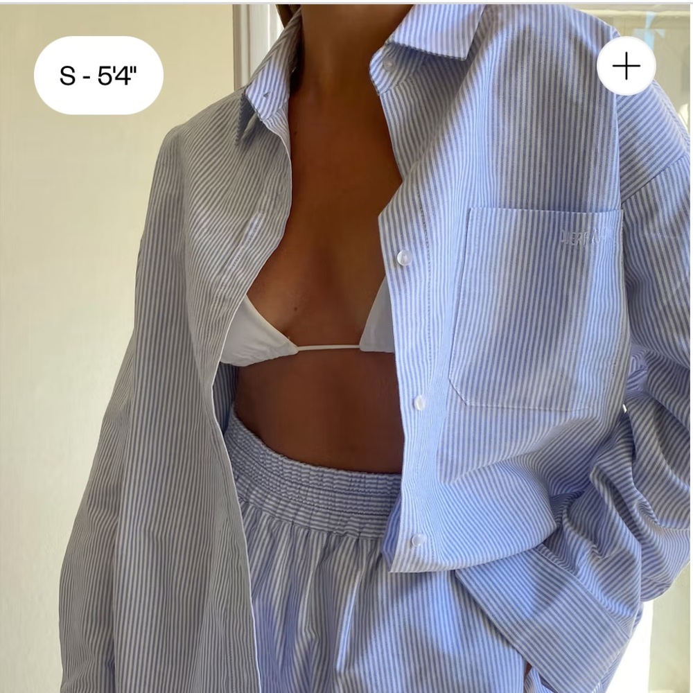 Djerf Avenue Breezy Shirt Blue Stripe Size Small BNWT